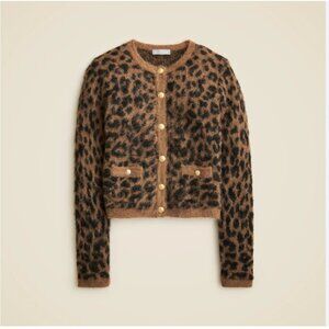 J. Crew Brushed Sweater Lady Jacket in leopard print, size XXS